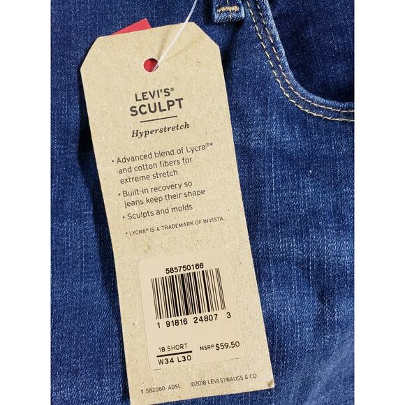 Levis Jeans Size 18 Short Womens Blue Pants Denim Classic Mid Rise Skinny NWT - Picture 5 of 16